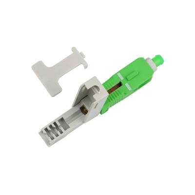 Alligator clip, front bar wedge, SM, 52mm, for drop cable, vertical input, SC/APC 90 degree fiber optic connector